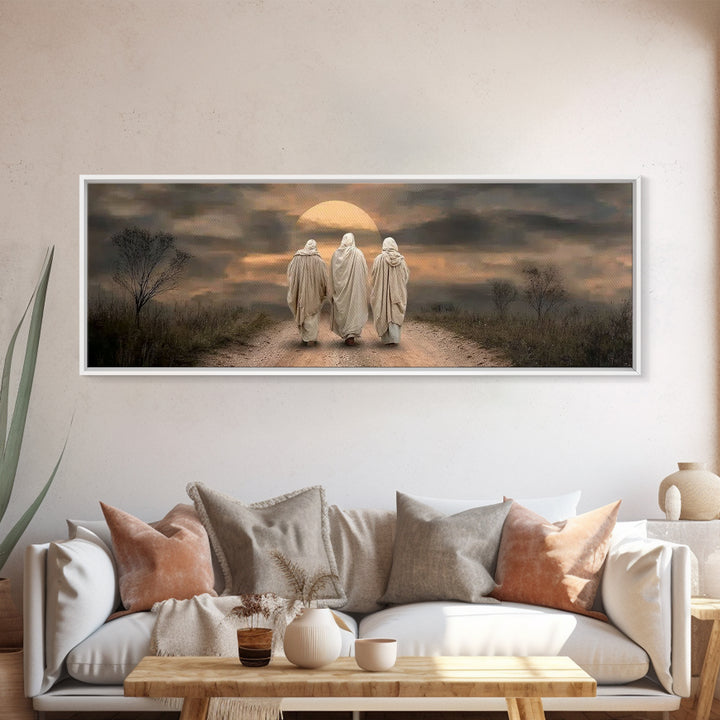 Savior’s Evening Path – Framed Canvas Print – Christian Wall Art – Christian Art Canvas – Panoramic Frame – Christian Christmas Art – Jesus