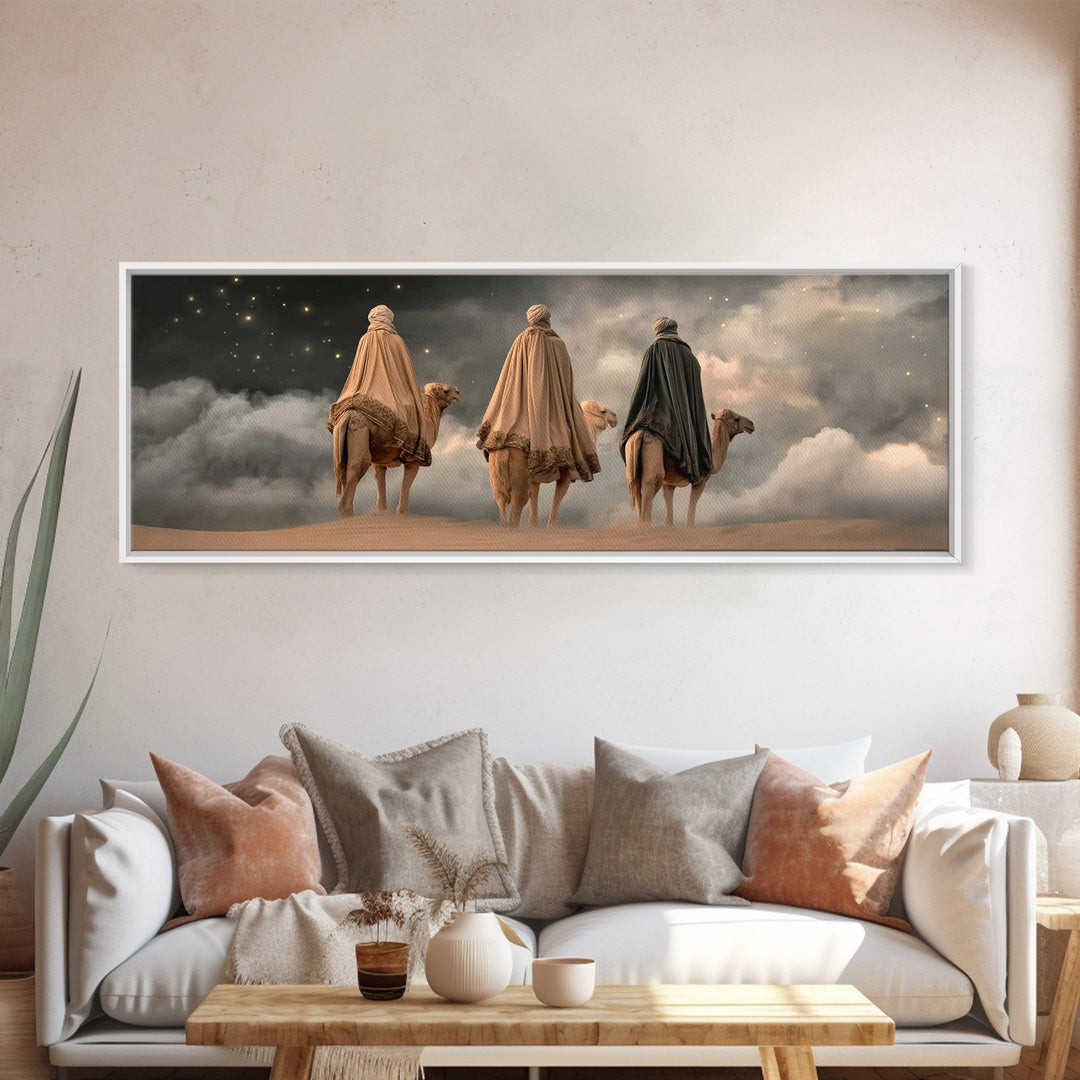 Wisemen Onward Grace – Framed Canvas Print – Panoramic Painting – Christian Wall Art – Christmas Art – Christian Art Print – Jesus Art