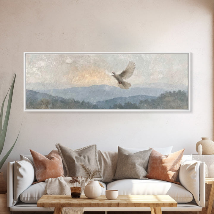 Spirit On The Mountain, Framed Canvas Print, Panoramic Wall Art, Christian Art Canvas, Christian Painting, Unique Christian Art, Christian