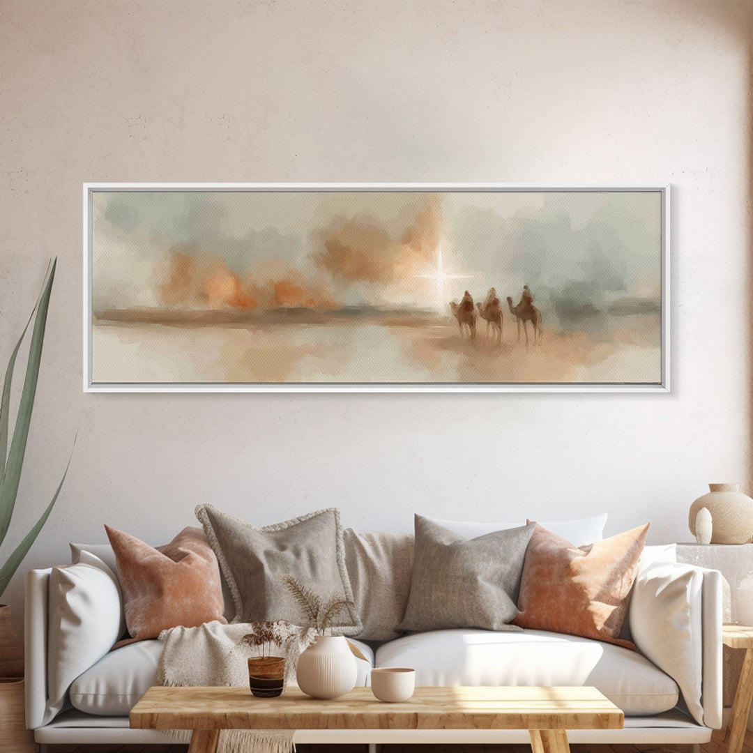 Holy Star Caravan – Framed Canvas Print – Christian Wall Art – Christian Art Canvas – Panoramic Wall Art – Christmas Art – Christian Gift