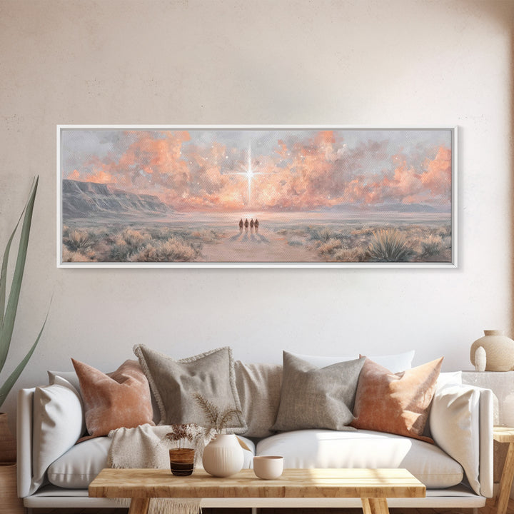 The Guiding Star – Framed Canvas Print – Panoramic Art – Christian Wall Art – Christian Art Canvas – Christmas Art – Jesus Painting