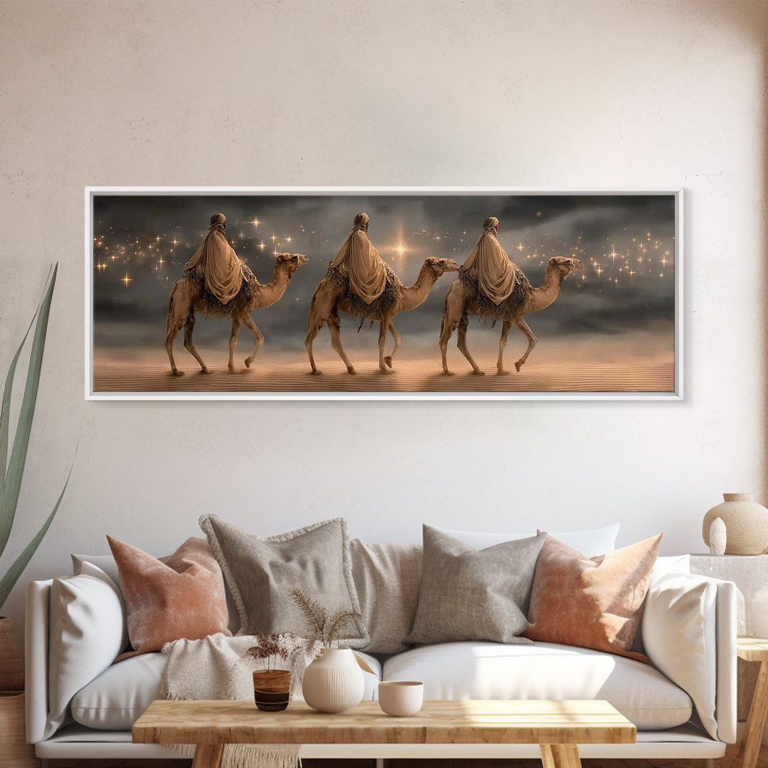 Three Kings Procession | Framed Canvas Print | Panoramic Painting | Christian Wall Art | Christian Art Canvas | Christmas Art | Christian P