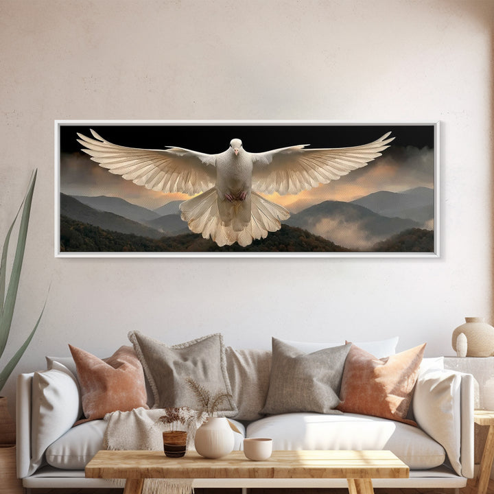 Serenity In Flight, Framed Canvas Print, Christian Art Canvas, Christian Wall Art, Panoramic Painting, Christian Gift