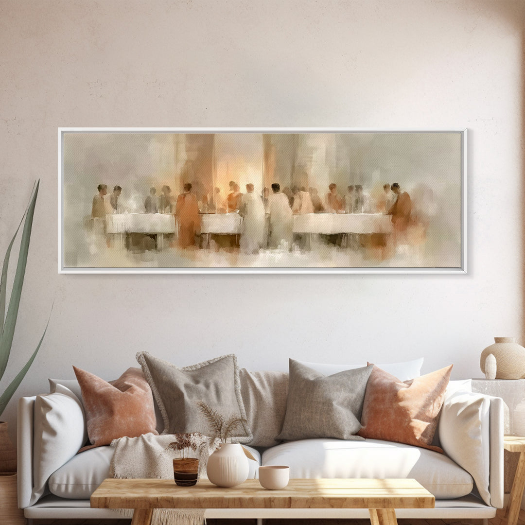 Table Of Mercy, Framed Canvas Print, Christian Art Canvas, Christian Wall Art, Panoramic Art, Christian Christmas Art