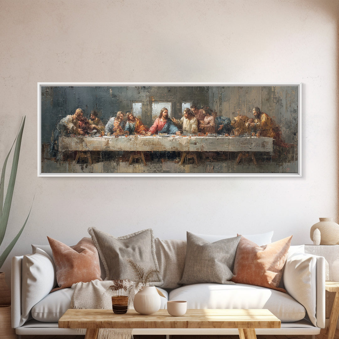 Holy Feast Harmony – Framed Canvas Print – Christian Wall Art – Christian Art Canvas – Panoramic Painting – Christian Decor
