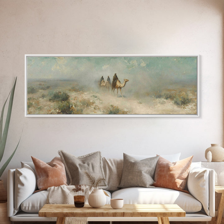 Desert Pilgrims – Framed Canvas Print – Christian Wall Art – Panoramic Art – Jesus Painting – Christian Art Canvas