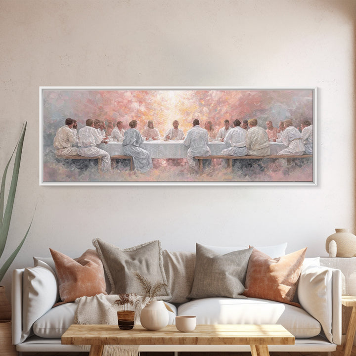 Radiant Last Supper, Framed Canvas Print, Christian Art Canvas, Christian Wall Art, Extra Wide Art, Christian Gift
