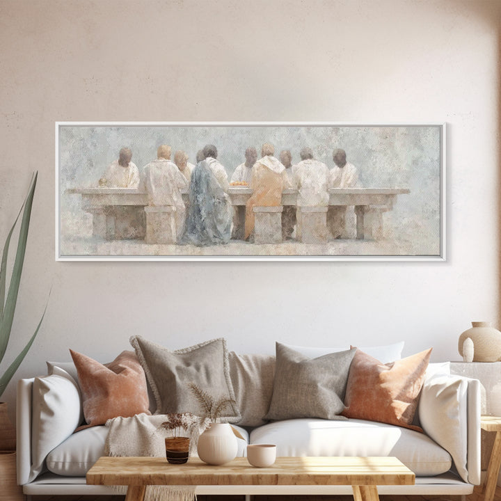 Sacred Supper Calm | Framed Canvas Print | Christian Art Canvas | Christian Wall Art | Panoramic Art | Christian Paintings