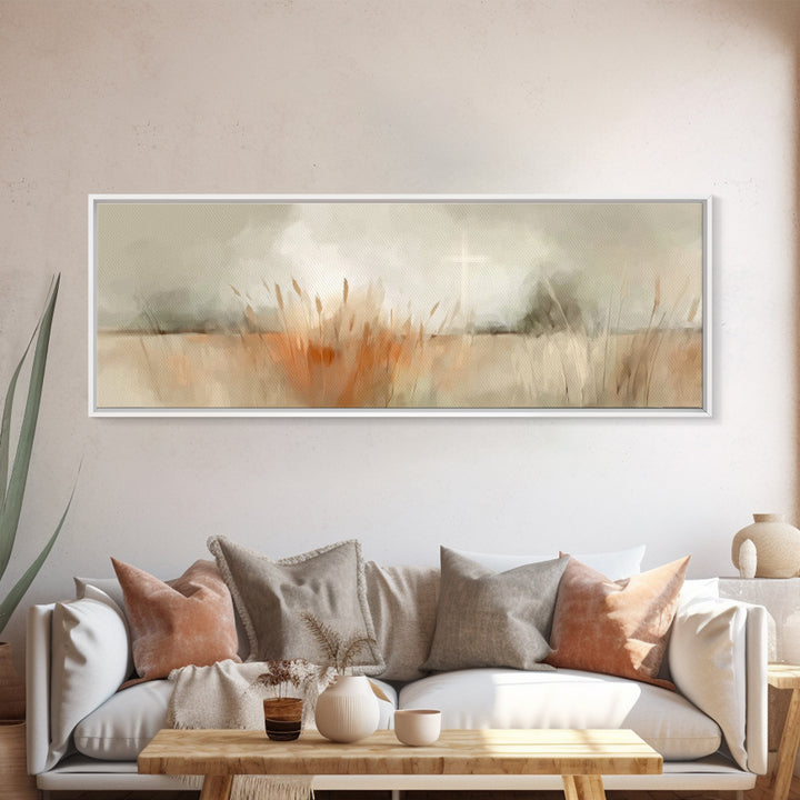 Fields Of Promise – Framed Canvas Print – Christian Wall Art – Christian Art Canvas – Panoramic Art – Christian Decor