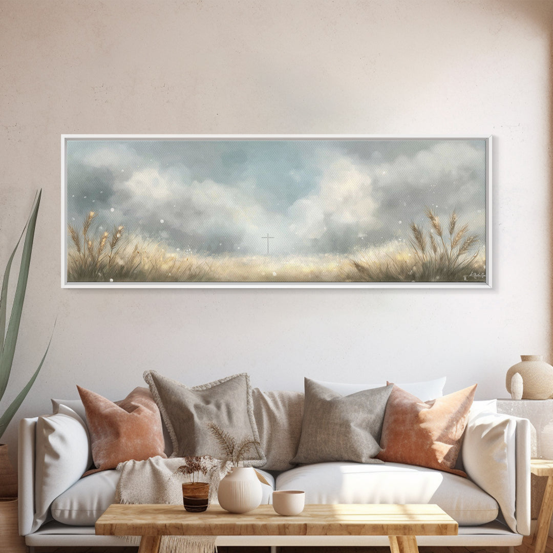 Heaven’s Wheatlight – Framed Canvas Print – Christian Wall Art – Christian Art Canvas – Panoramic Art – Christian Gift Ideas