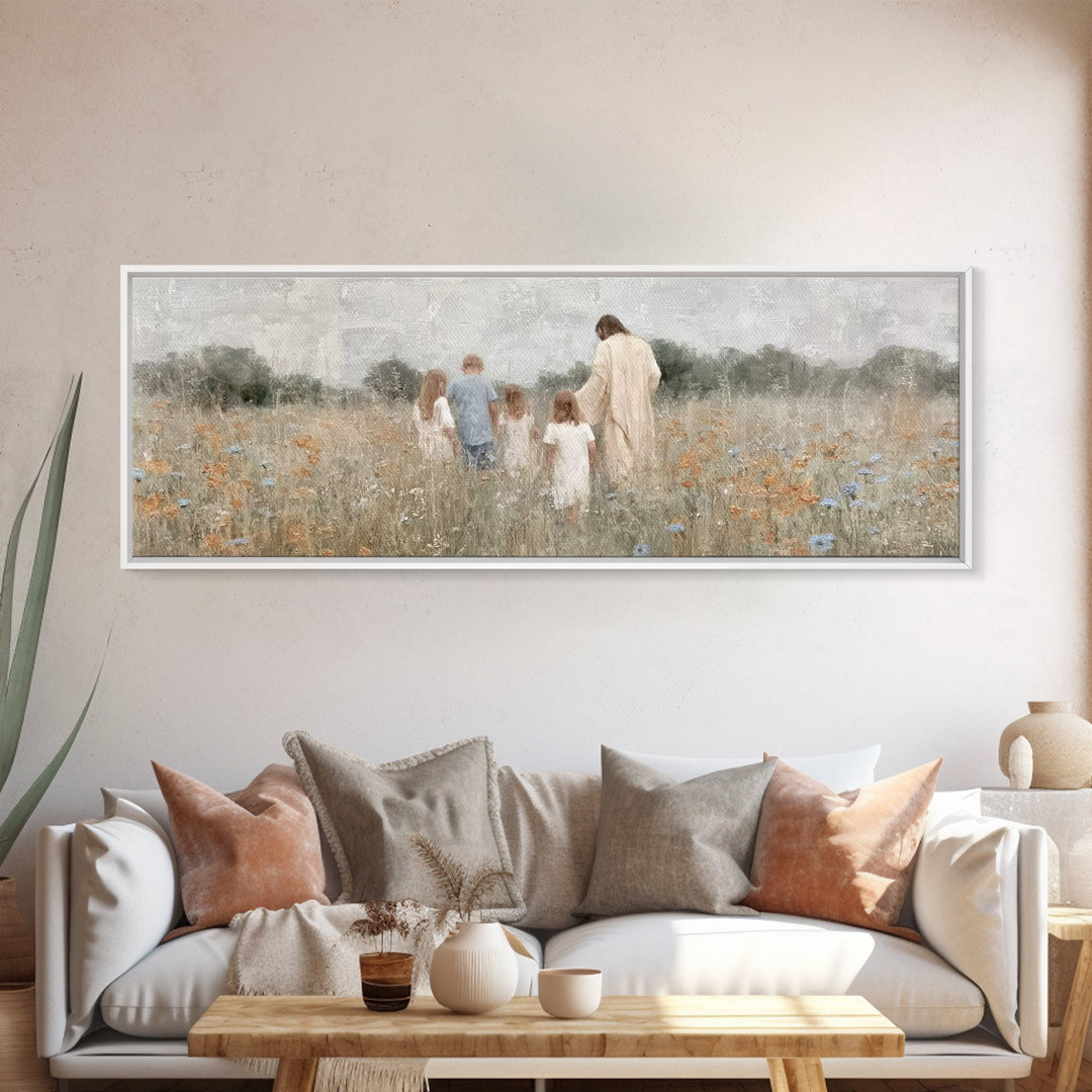Blossoms Of Grace – Framed Canvas Print – Christian Wall Art – Jesus Painting – Christian Art Canvas – Panoramic Art – Christian Decor – Ch