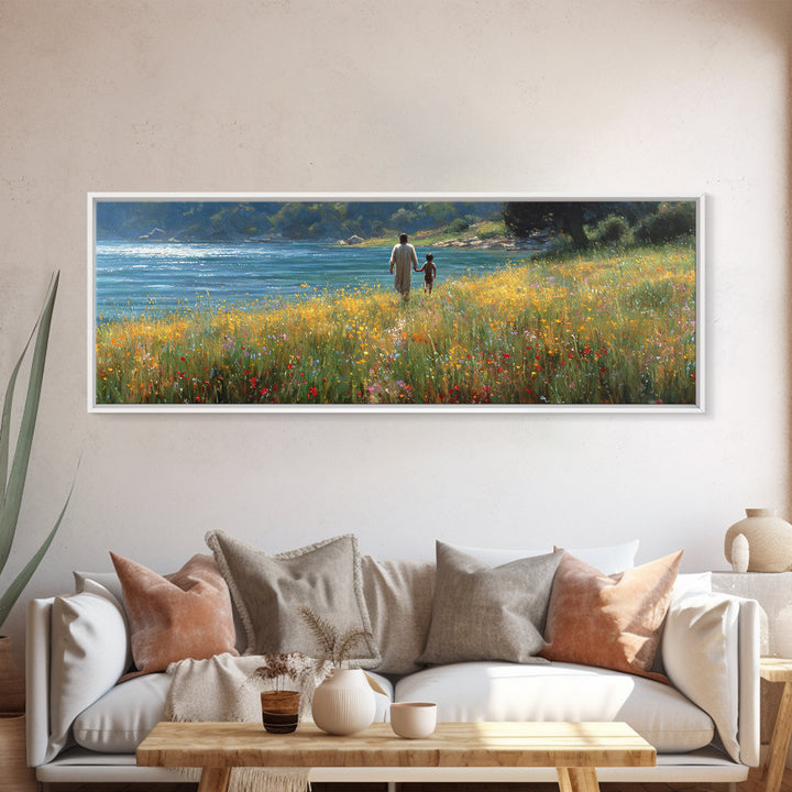 Fields Of Mercy , Framed Canvas Print, Christian Art Canvas, Christian Wall Art, Panoramic Wall Art, Jesus Painting, Christian Decor, Chris