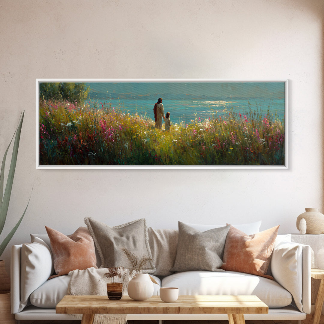 River Of Light – Framed Canvas Print – Christian Decor – Christian Art Canvas – Panoramic Print – Jesus Painting – Christian Wall Art – Chr