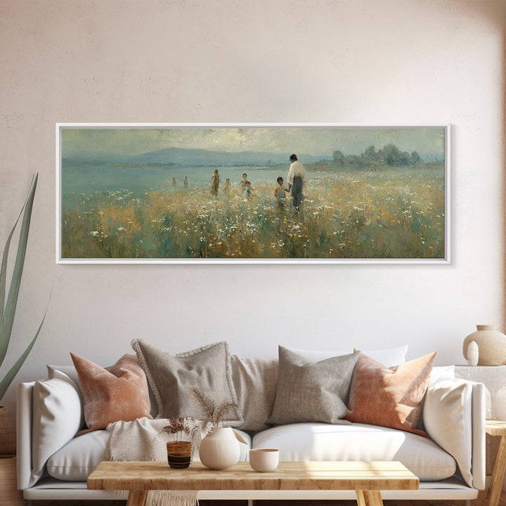 Garden Of Peace | Framed Canvas Print | Christian Art Canvas | Christian Wall Art | Jesus Painting | Panoramic Frame | Christian Decoration