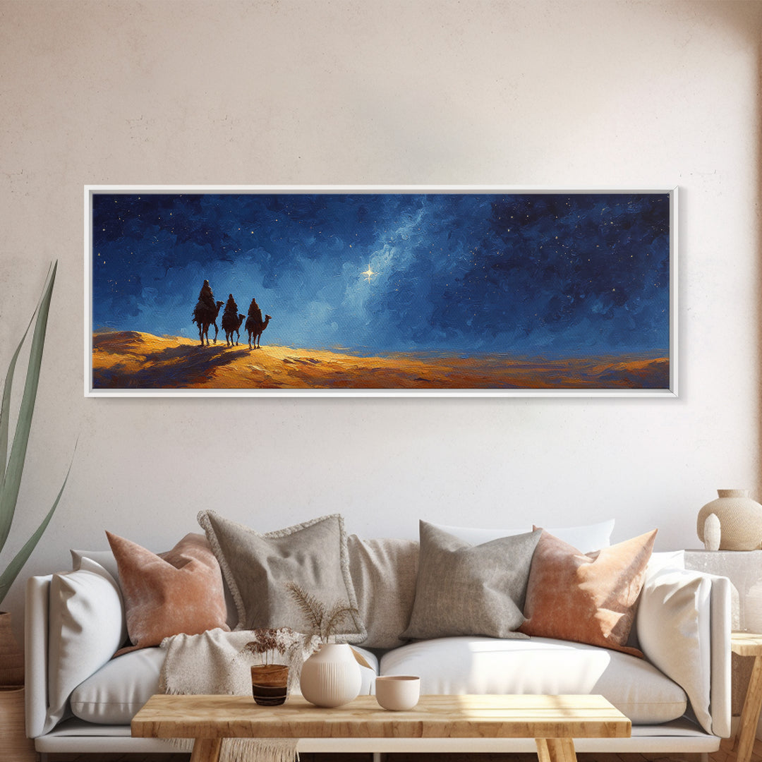 Night Seekers, Framed Canvas Print, Christian Art Canvas, Panoramic Art, Christian Wall Art, Jesus Painting