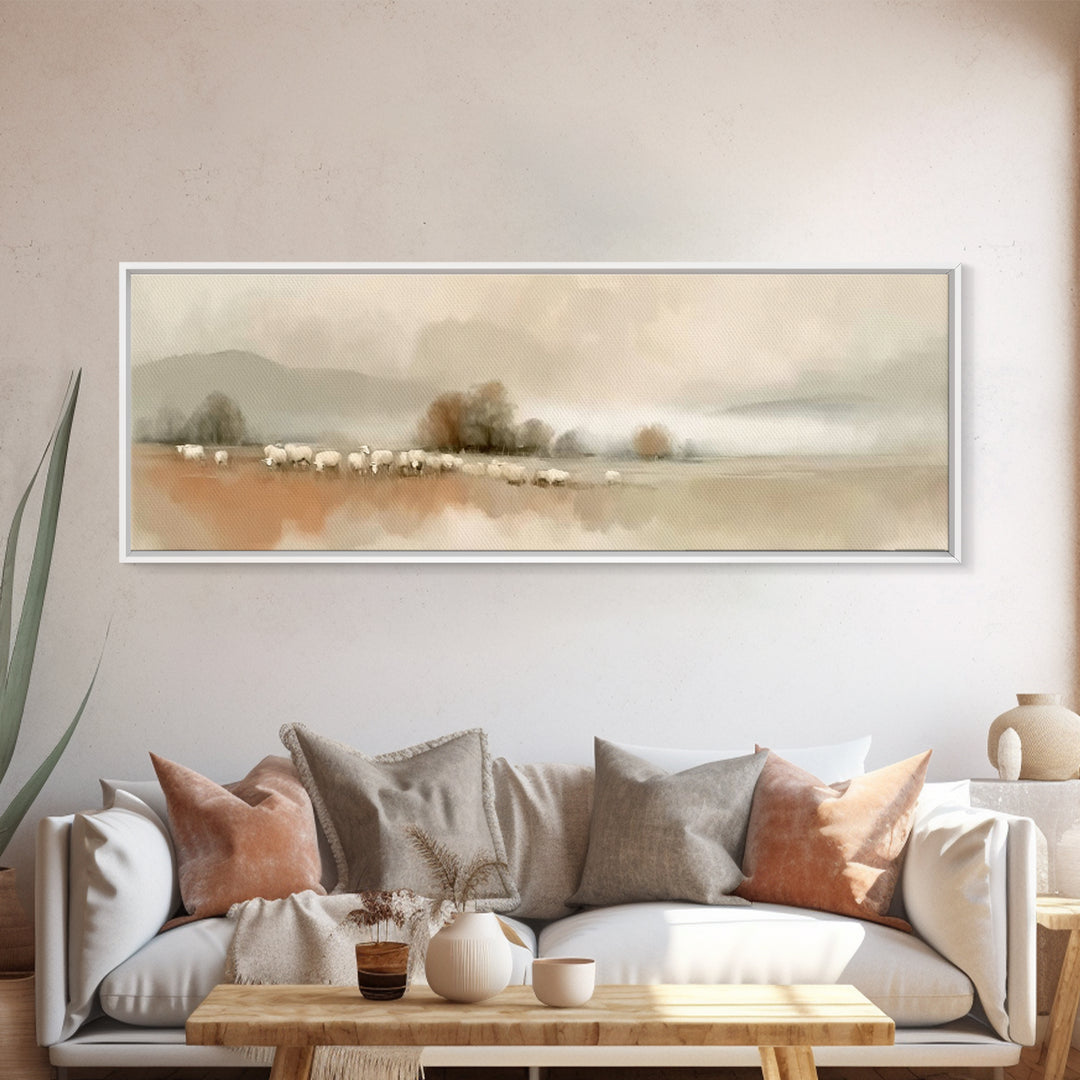 Silent Meadow Watch – Framed Canvas Print – Panoramic Art – Christian Wall Art – Christian Art Canvas – Subtle Christian Art – Christmas Ar