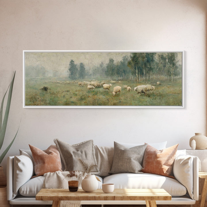 Pasture Of Peace | Framed Canvas Print | Panoramic Painting | Christian Wall Art | Christian Art Print | Subtle Christian Art | Christian D