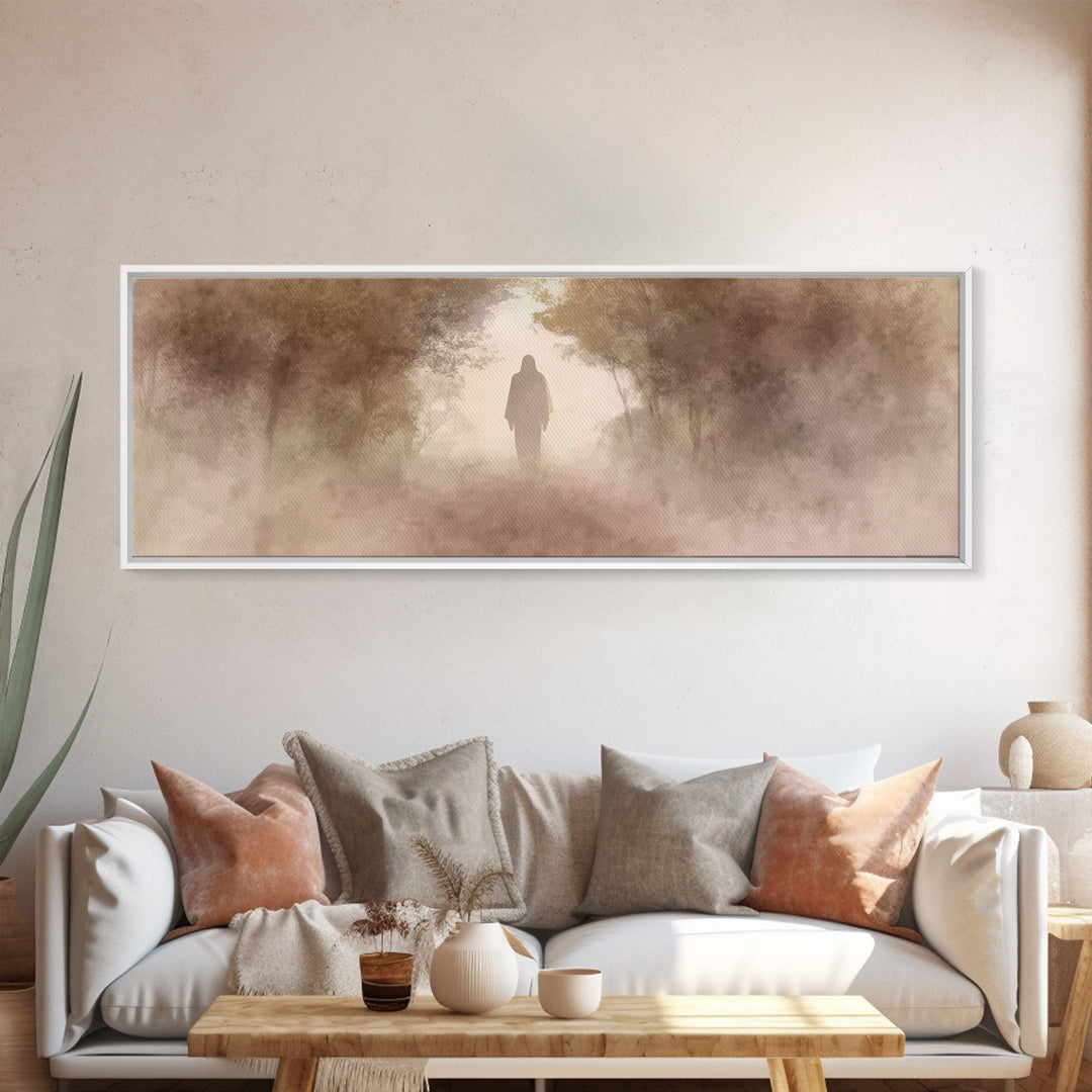 Holy Dawn Silhouette | Framed Canvas Print | Panoramic Painting | Christian Wall Art | Christian Art Canvas | Jesus Painting | Christian De