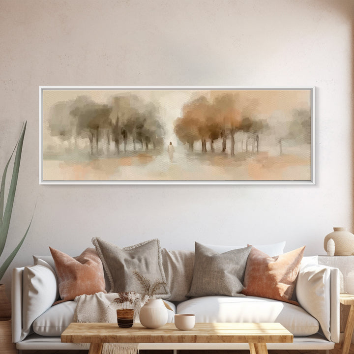 Autumn Grace Journey, Framed Canvas Print, Panoramic Frame, Christian Wall Art, Jesus Painting, Christian Art Canvas, Christian Gift Ideas