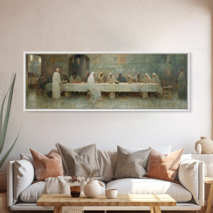Humble Table Fellowship | Framed Canvas Print | Panoramic Art | Christian Art Canvas | Christian Wall Art | Christian Painting | Christian