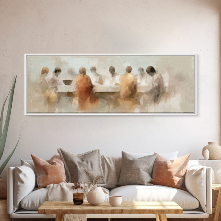Quiet Supper Silhouettes | Framed Canvas Print | Panoramic Wall Art | Christian Art Canvas | Christian Painting | Christian Wall Art | Mood