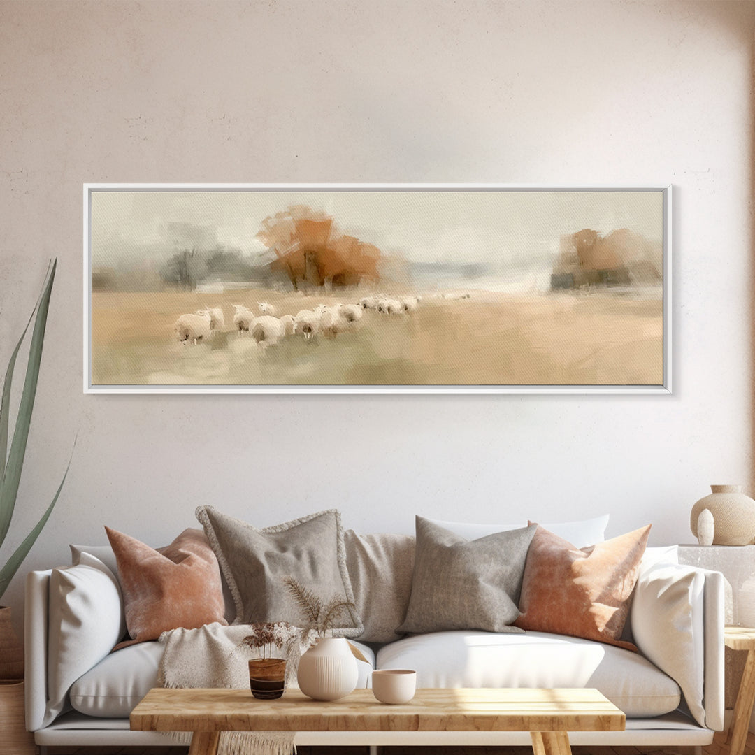 Pasture Of Peace, Framed Canvas Print, Extra Wide Art, Christian Wall Art, Christian Art Canvas, Christian Gift Ideas, Modern Christian Art