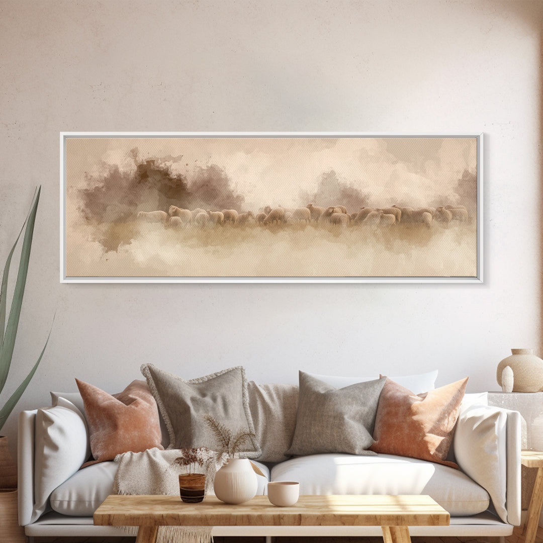 Field Of Mercy, Framed Canvas Print, Panoramic Painting, Christian Art, Christian Canvas Art, Christian Christmas Art, Unique Christian Art