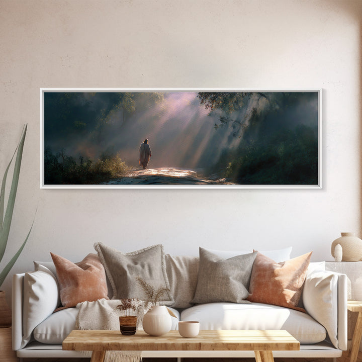 Path Of Light – Framed Canvas Print – Panoramic Art – Jesus Painting – Christian Wall Art – Moody Christian Art – Christian Art Canvas
