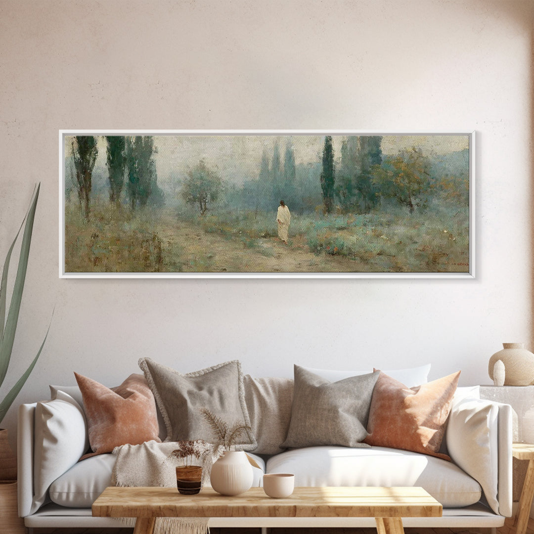 Morning Path Grace – Framed Canvas Print – Panoramic Print – Christian Art – Jesus Canvas Art – Christian Christmas Art – Christian Art Can