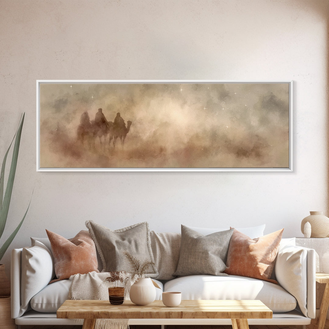 Dustborn Path | Framed Canvas Print | Jesus Painting | Christian Art Canvas | Panoramic Wall Art | Christian Wall Art