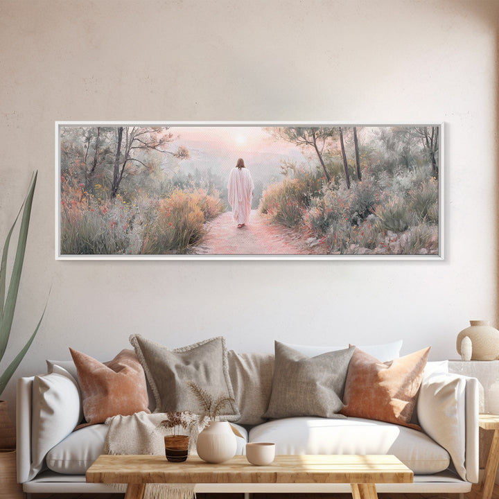 Sunrise Walk Home – Framed Canvas Print – Panoramic Wall Art – Jesus Canvas Art – Christian Art – Christian Gift Ideas – Modern Christian A