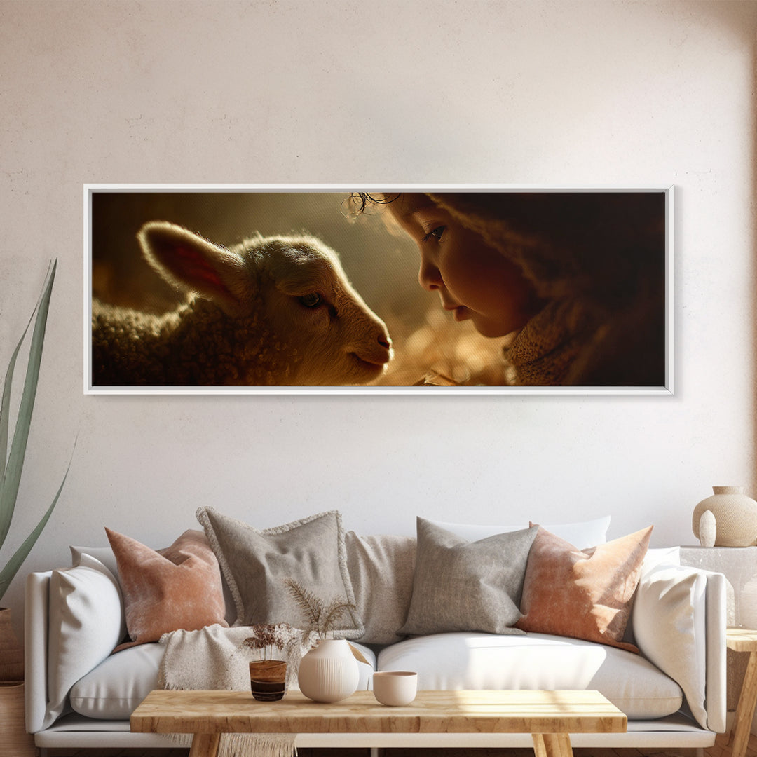 Tender Dawn Mercy – Framed Canvas Print – Christian Art Work – Panoramic Painting – Christmas Wall Art – Christian Gift Ideas – Jesus Art P