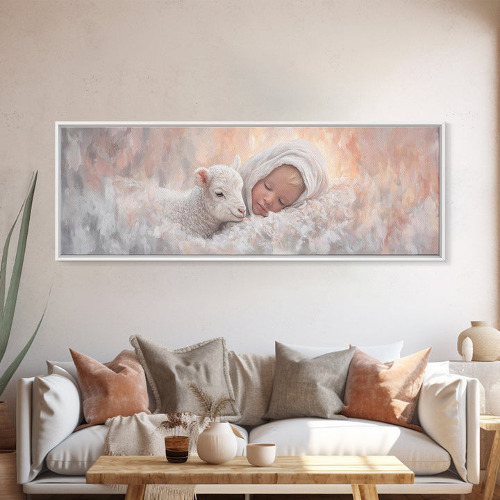 Celestial Quiet | Framed Canvas Print | Christian Wall Art | Panoramic Art | Christmas Canvas Wall Art | Christian Decorations | Jesus Pain