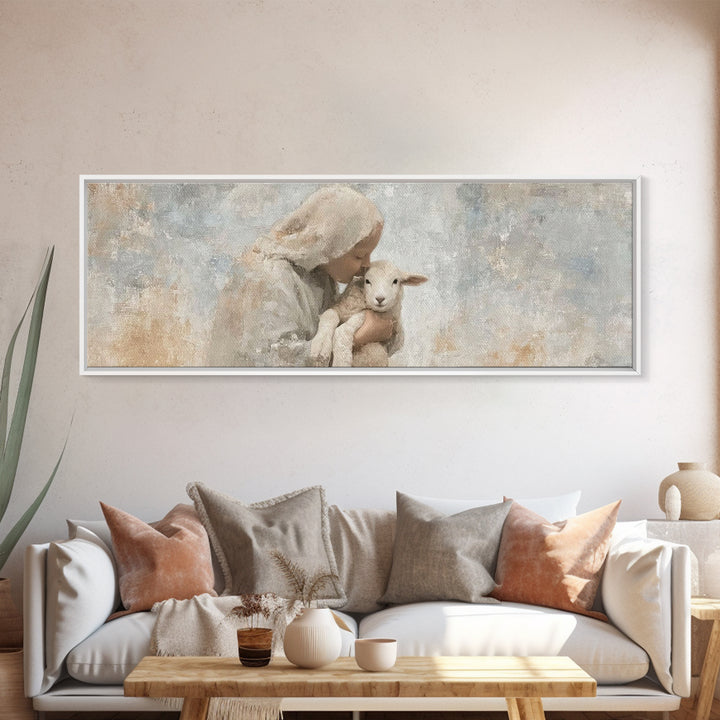 Mothering Grace – Framed Canvas Print – Christian Art – Panoramic Print – Christmas Art Work – Christian Christmas Decorations – Jesus Art