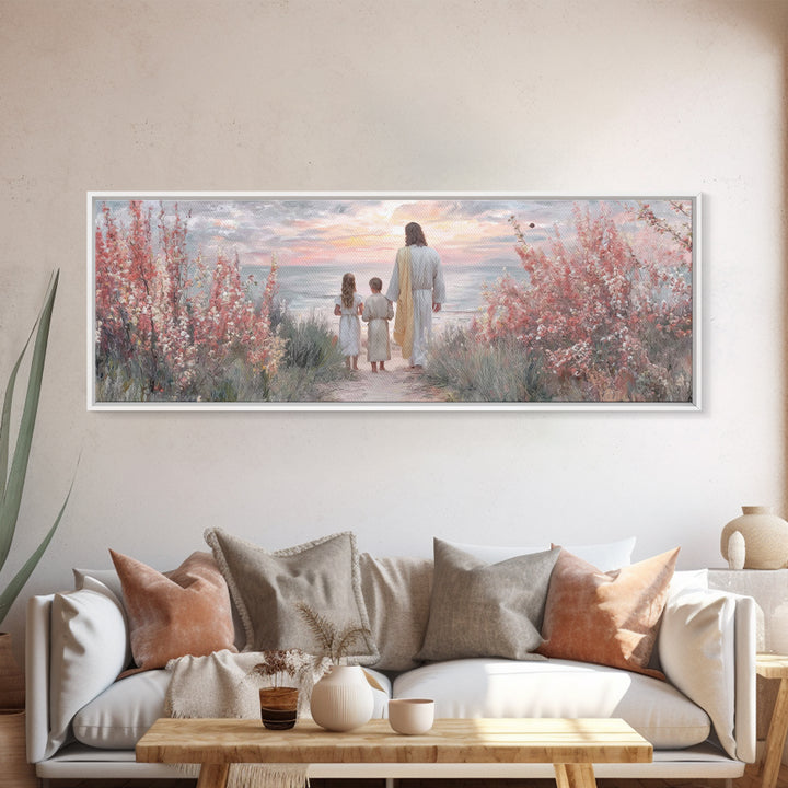 Blossoms Of Grace – Framed Canvas Print – Christian Wall Art – Jesus Painting – Panoramic Art – Christian Art Canvas – Christmas Art