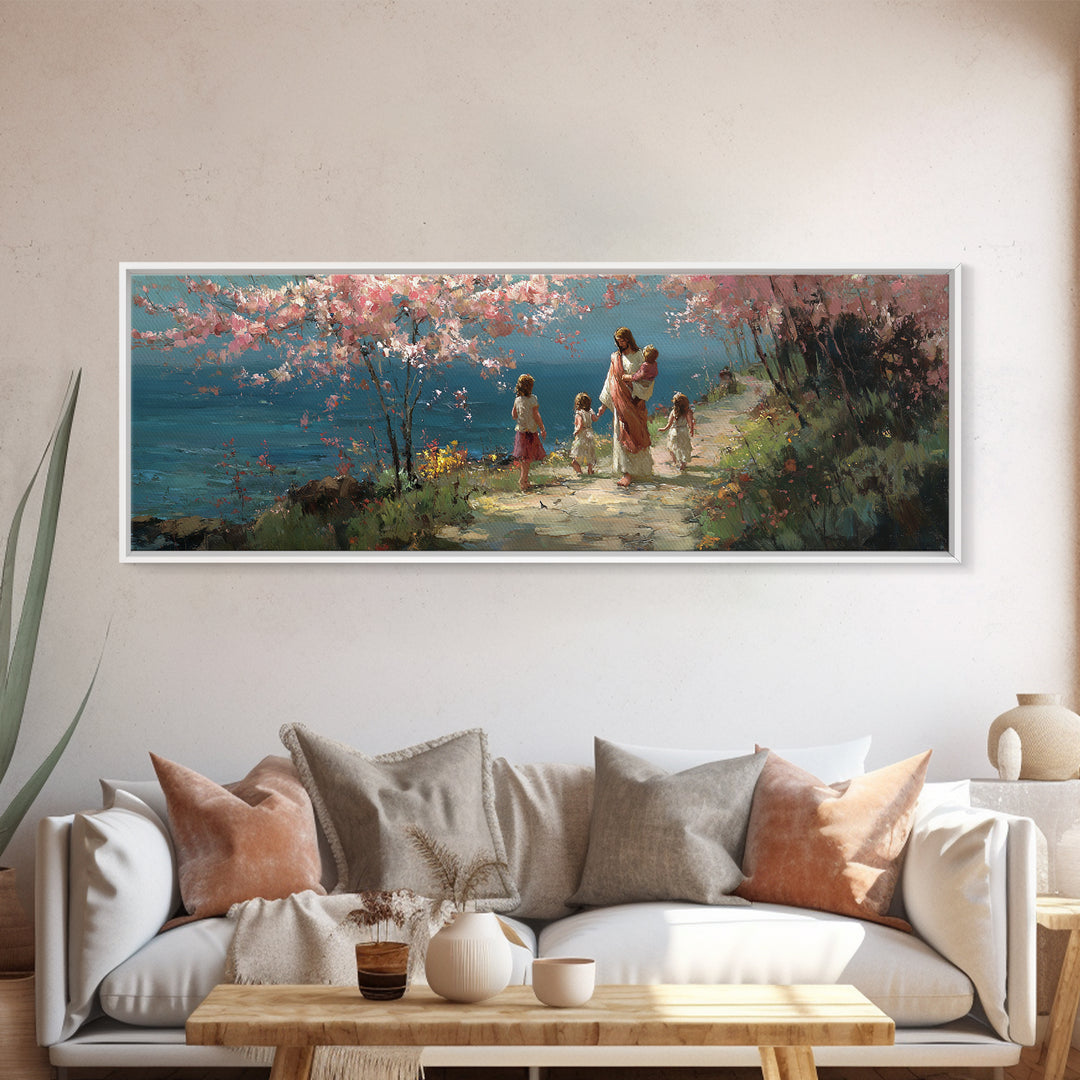 Path Of Hope | Framed Canvas Print | Christian Wall Art | Panoramic Painting | Jesus Art Print | Christian Art Canvas | Christmas Art