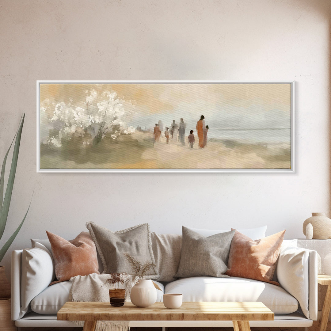 Morning Of Peace – Framed Canvas Print – Christian Art Print – Panoramic Frame – Jesus Painting – Christian Wall Art – Christmas Art
