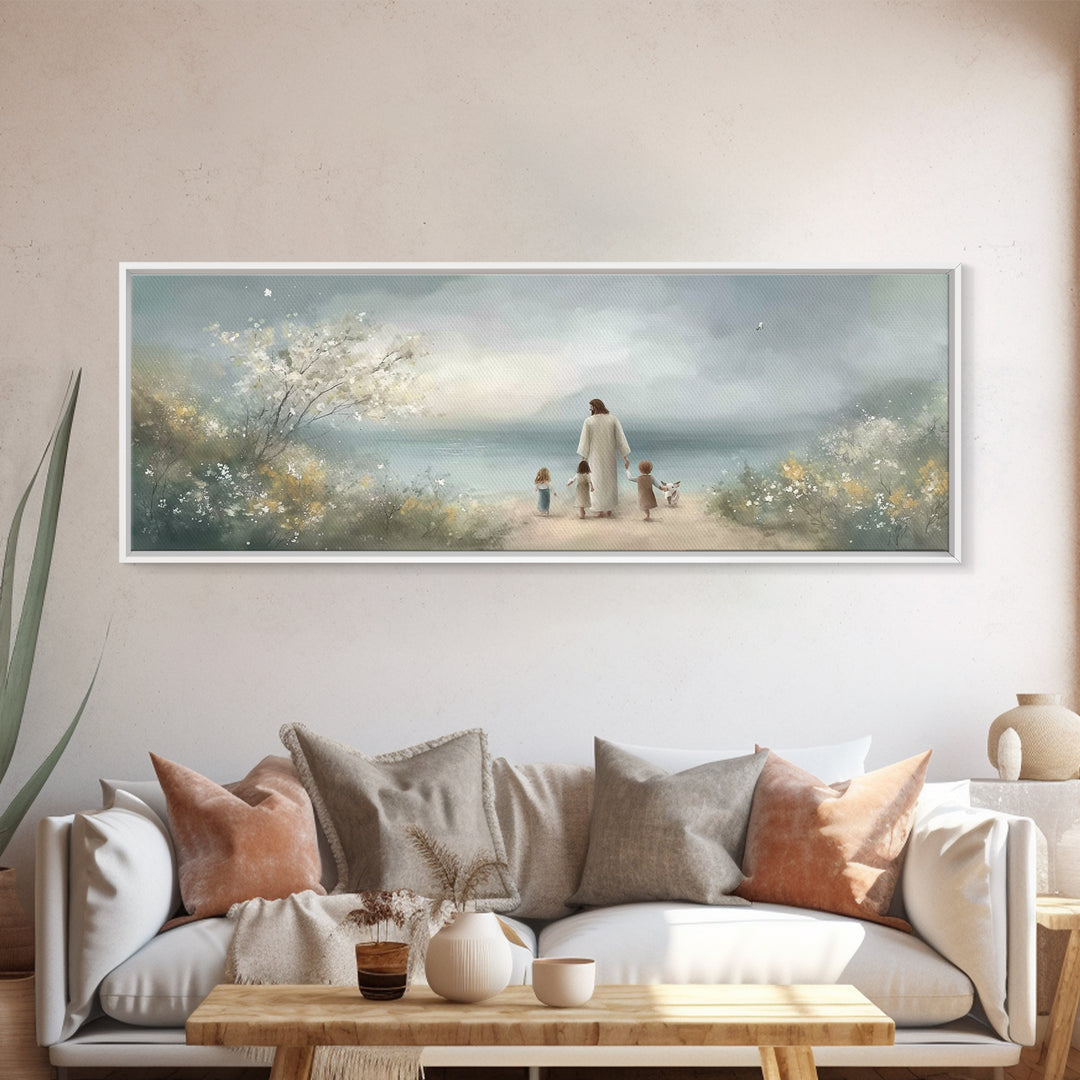 Garden Of Calm – Framed Canvas Print – Christian Painting – Panoramic Wall Art – Jesus Canvas Art – Christian Decor – Christmas Art