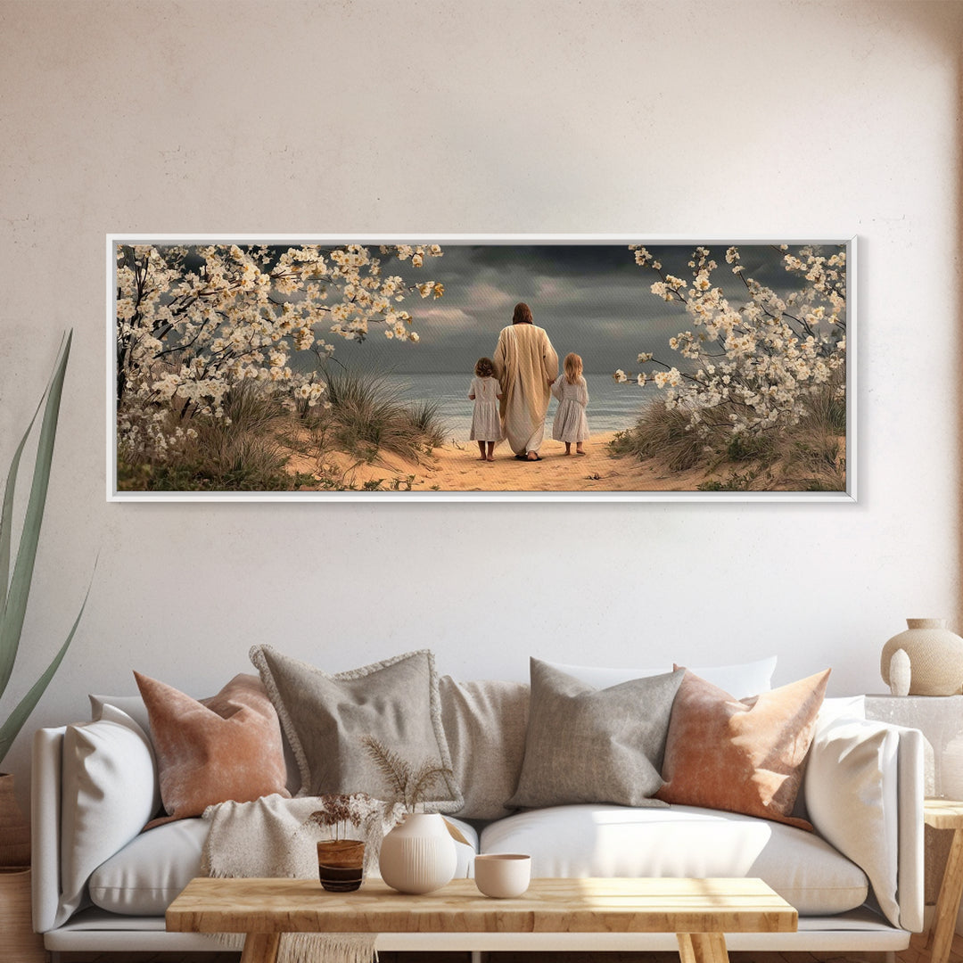 Heavenly Pathway | Framed Canvas Print | Christian Wall Art | Jesus Art Canvas | Panoramic Art | Christian Decoration | Christmas Art
