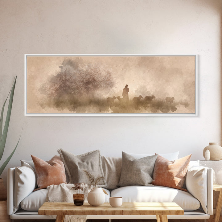 Orchard Of Peace – Framed Canvas Print – Christian Art Canvas – Panoramic Art – Jesus Wall Art – Christian Painting – Christmas Art
