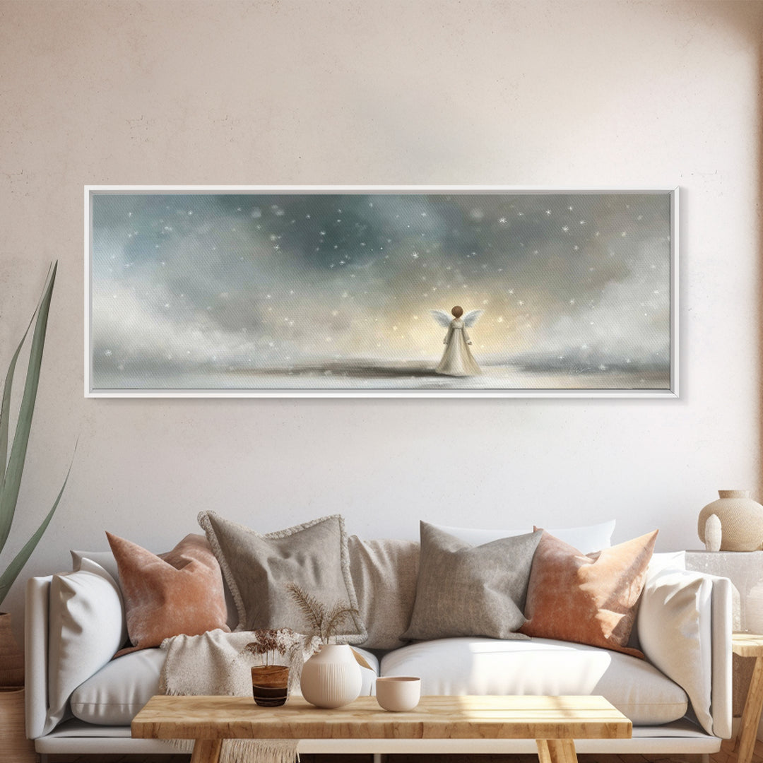 Field Of Gentle Mercy, Framed Canvas Print, Christian Art Canvas, Panoramic Wall Art, Jesus Painting, Christian Painting, Christmas Art