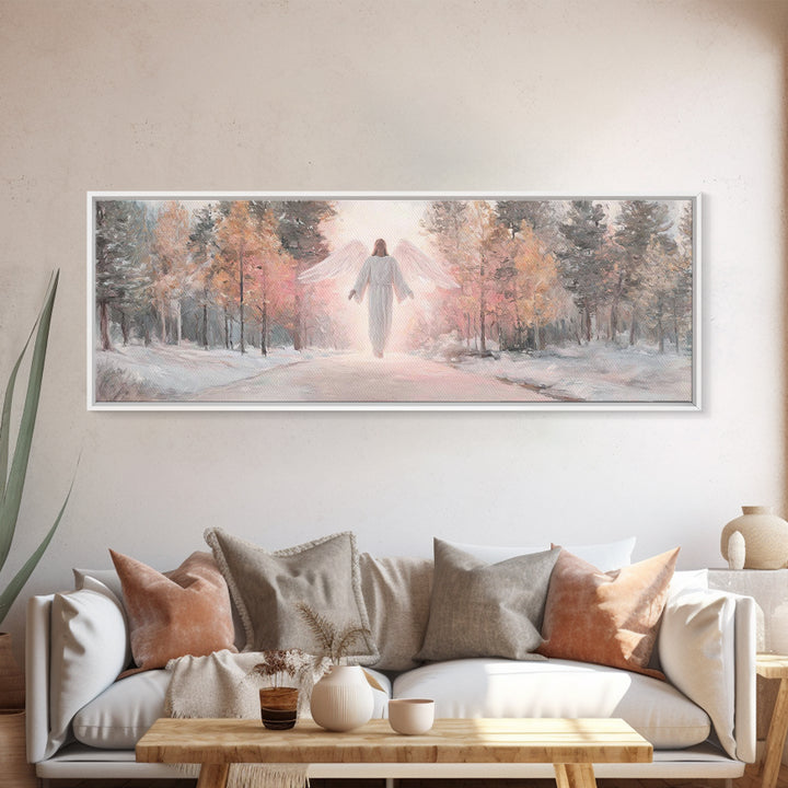 Angel Of Dawn – Framed Canvas Print – Christian Wall Art – Panoramic Frame – Christian Art Canvas – Christmas Art – Christian Gift