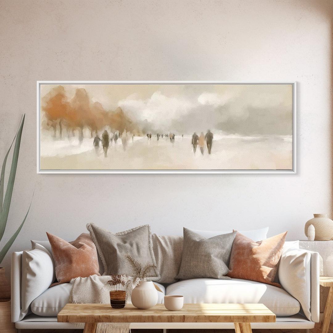 Warm Winter Stroll – Framed Canvas Print – Panoramic Art – Christian Wall Art – Minimalist Christian Art – Christian Art Canvas – Christmas