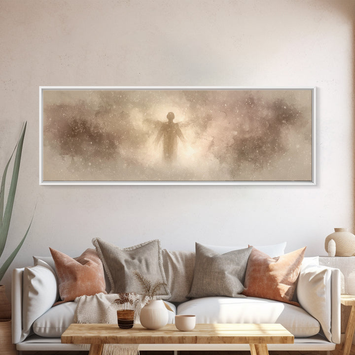 Angel Of Stillness | Framed Canvas Print | Panoramic Painting | Christian Wall Art | Christian Art Canvas | Christian Christmas Art | Moder