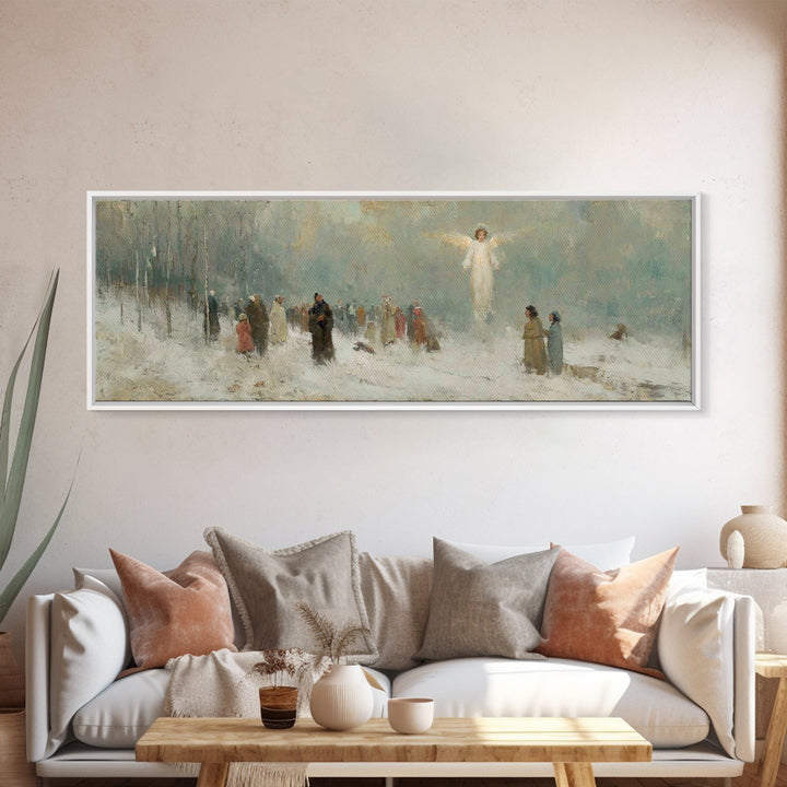Heavenly Witness Light, Framed Canvas Print, Panoramic Wall Art, Christian Art Canvas, Christian Wall Art, Christmas Art, Christian Paintin