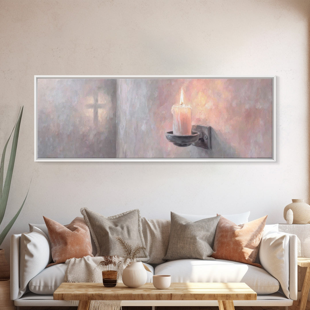 Light Of Comfort | Framed Canvas Print | Panoramic Painting | Christian Art Canvas | Christian Wall Art | Christian Christmas Art