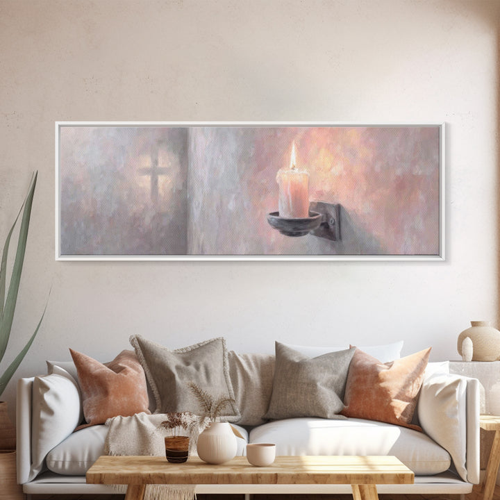 Light Of Comfort | Framed Canvas Print | Panoramic Painting | Christian Art Canvas | Christian Wall Art | Christian Christmas Art