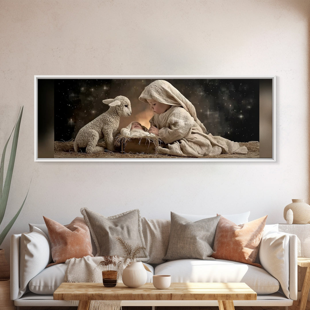 Bethlehem Dawn | Framed Canvas Print | Christian Art Canvas | Panoramic Wall Art | Christian Christmas Art | Jesus Painting | Christian Dec