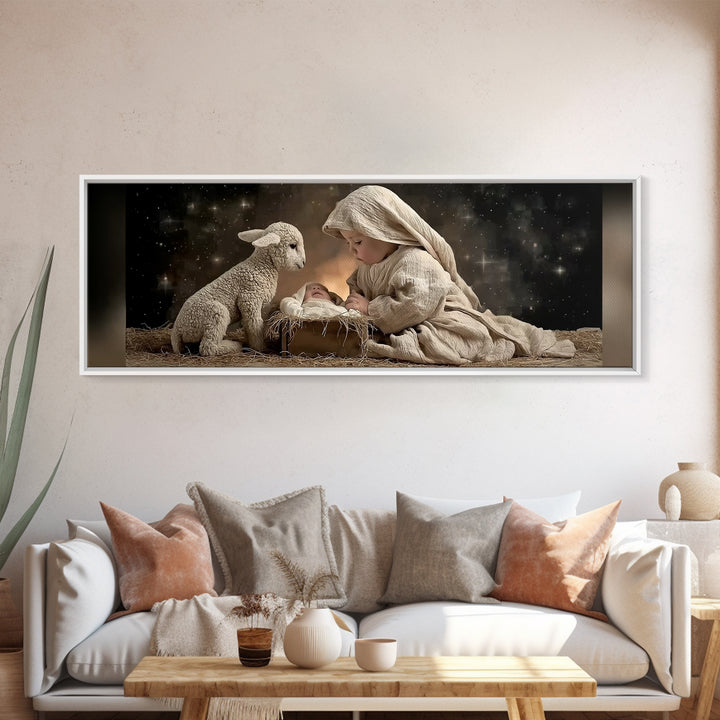 Bethlehem Dawn | Framed Canvas Print | Christian Art Canvas | Panoramic Wall Art | Christian Christmas Art | Jesus Painting | Christian Dec