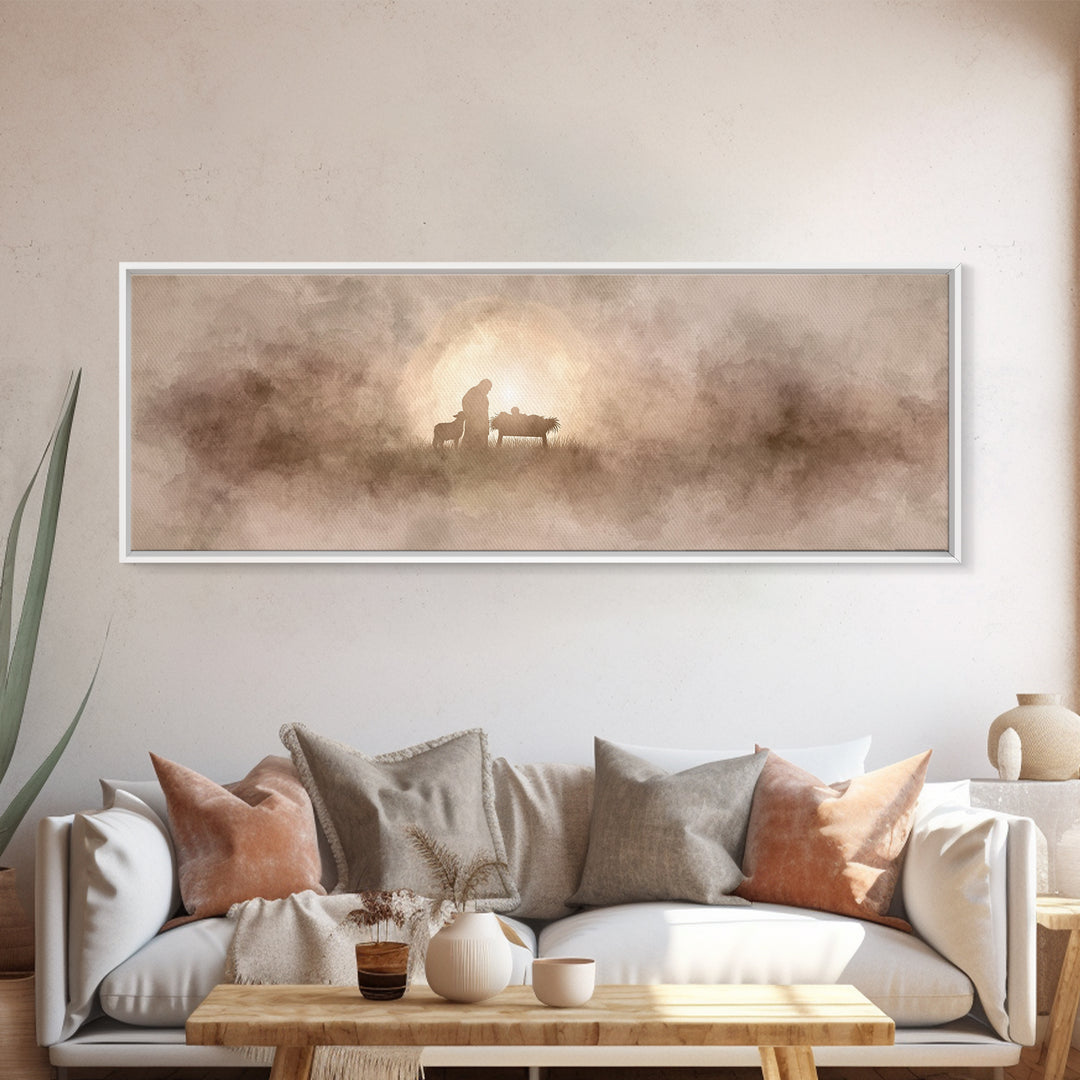 Humble Birth Star | Framed Canvas Print | Christian Art Canvas | Panoramic Painting | Christian Christmas Art | Christian Wall Art | Jesus